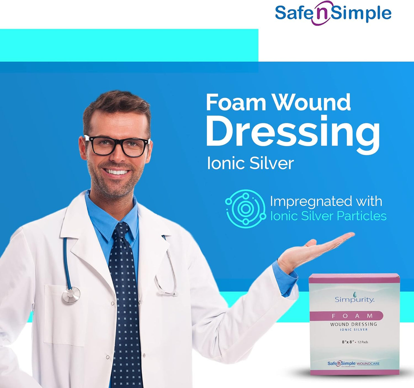 Safe N Simple Simpurity Foam Wound Dressing Ionic Silver (192 Count)
