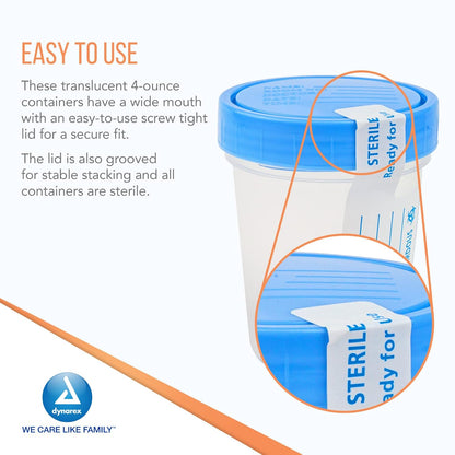 Dynarex Specimen Containers, 4 oz. Sterile (100 Count)