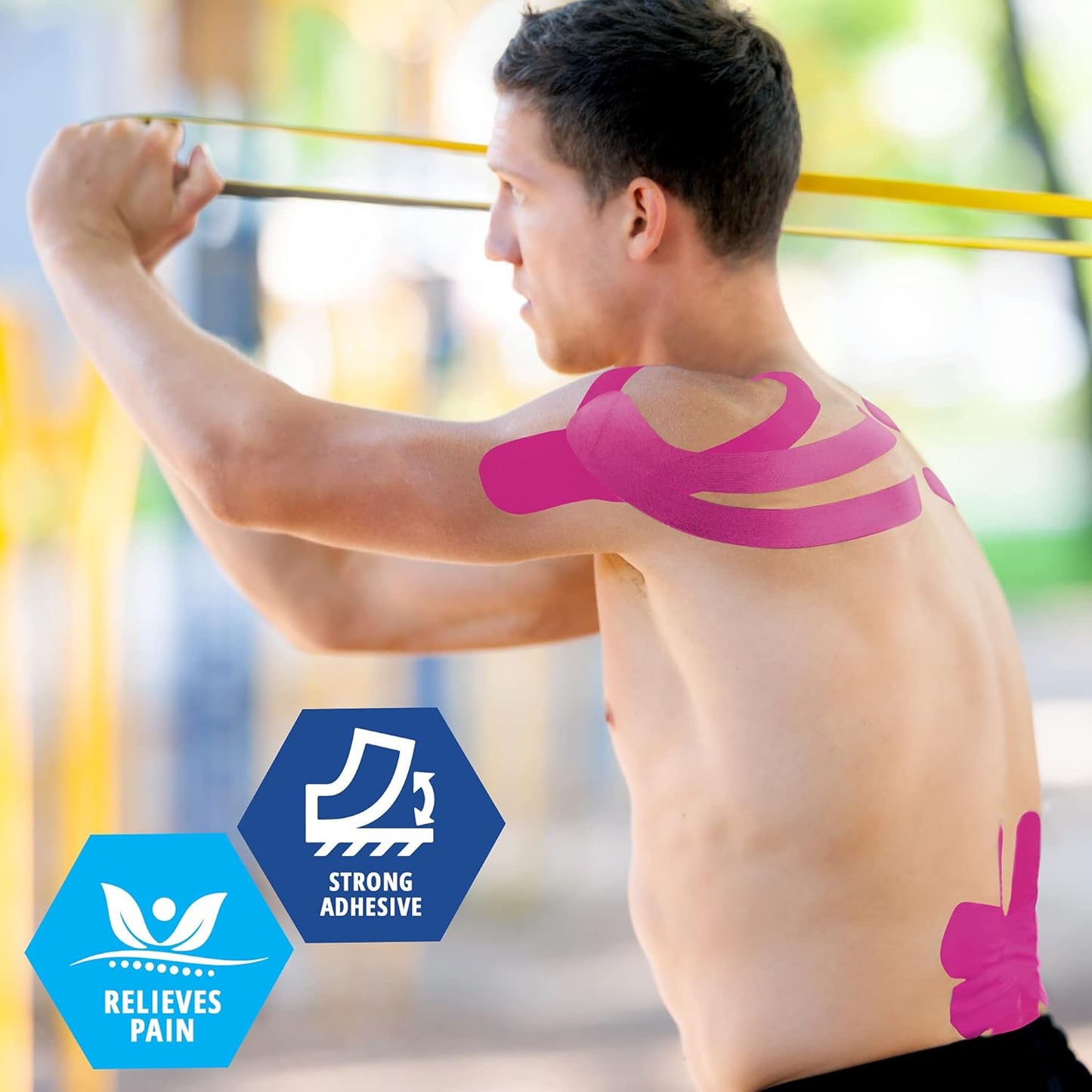 MedPride Kinesiology Tape – Pink 2”x5M Latex-Free Athletic Tape for Pain Relief, Injured Muscle Support, 24/Box, Case of 6 (144 Count)