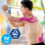 MedPride Kinesiology Tape – Pink 2”x5M Latex-Free Athletic Tape for Pain Relief, Injured Muscle Support, 24/Box, Case of 6 (144 Count)