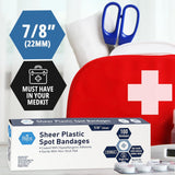 MedPride Sheer Junior Spot Adhesive Bandages - 3/8” x 1.5" Sterile Small Round Bandages with Non-Stick Pad - 100/Box, Case of 36 (3,600 Count)