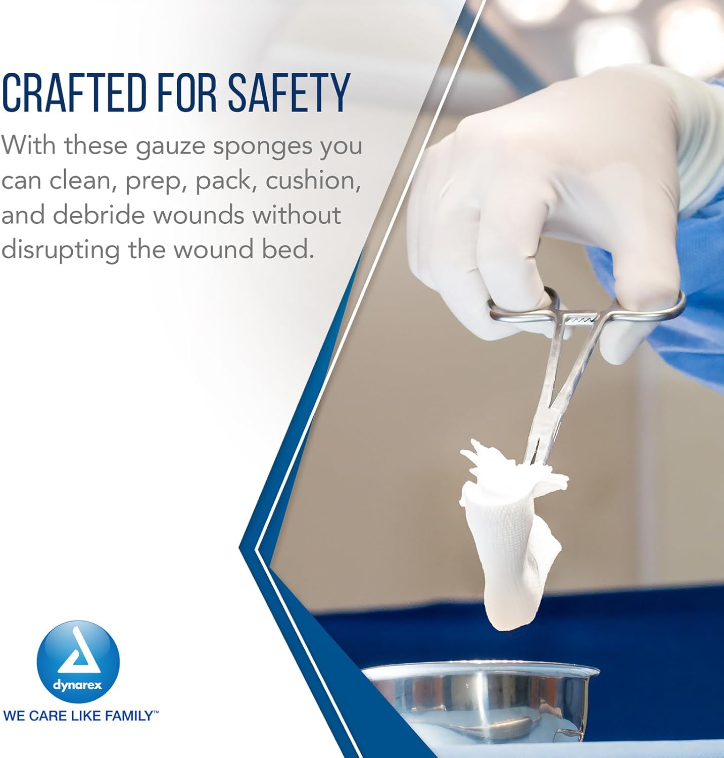 Dynarex Surgical Gauze Sponge, 4" x 4" 8 Ply, 200ea/bx, 20bxs/cs (4000 Count)