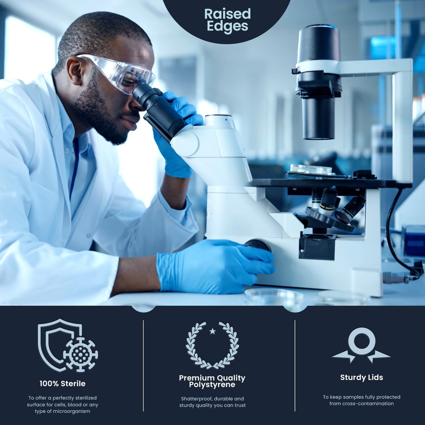 MedPride Slippable Petri Dishes with Lids, Sterile 90mmx15mm -  20 Pack of 25 (500 Count)