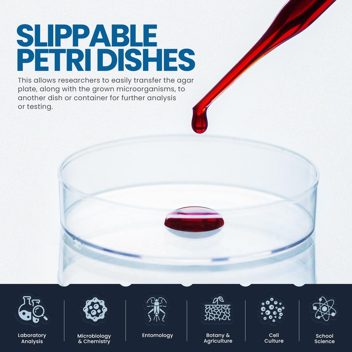 MedPride Slippable Petri Dishes with Lids, Sterile 90mmx15mm -  20 Pack of 25 (500 Count)