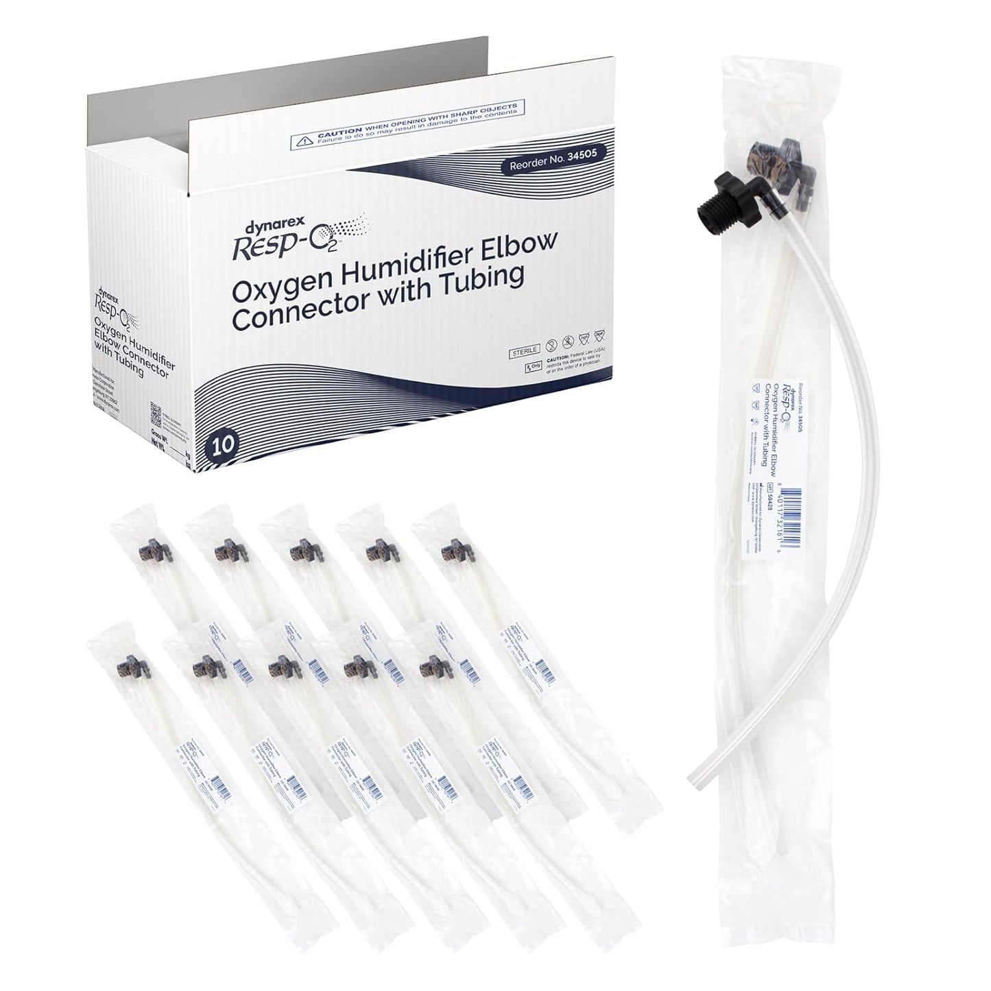 Dynarex Oxygen Humidifier Elbow Tubing Connector (10 Count)