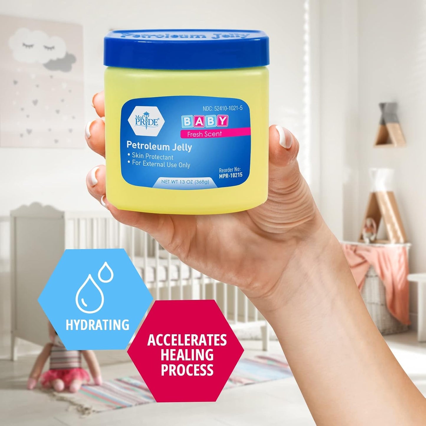 MedPride Petroleum Jelly With Fresh Baby Scent - Blue - 13 oz - 24/cs.