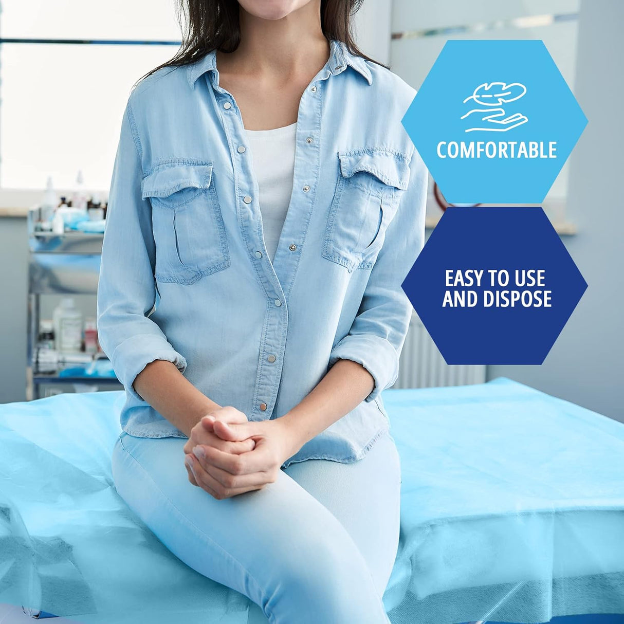 MedPride 2-Ply Hospital Drape Disposable Sheets Leakproof Paper Sheet Table Cover, Blue, 25-Pack, Case of 4 (100 Count)