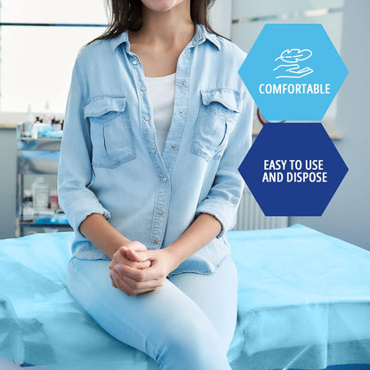 MedPride 2-Ply Hospital Drape Disposable Sheets Leakproof Paper Sheet Table Cover, Blue, 25-Pack, Case of 4 (100 Count)