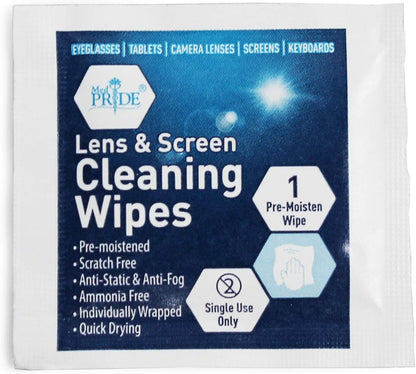MedPride Premoistened Lens Cleaning Wipes - 6" x 5"- 100 wipes/ Case of 50 (5000 count)