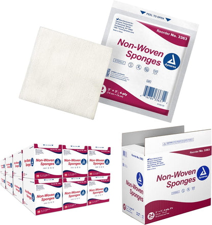 Dynarex Non-Woven Sponge - Sterile 2's, 3" x 3" 4 Ply - 50ea/bx, 24bxs/cs (1200 Count)
