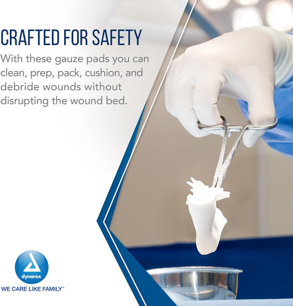 Dynarex Sterile Gauze Pads 1's - 12 Ply, 100ea/bx
