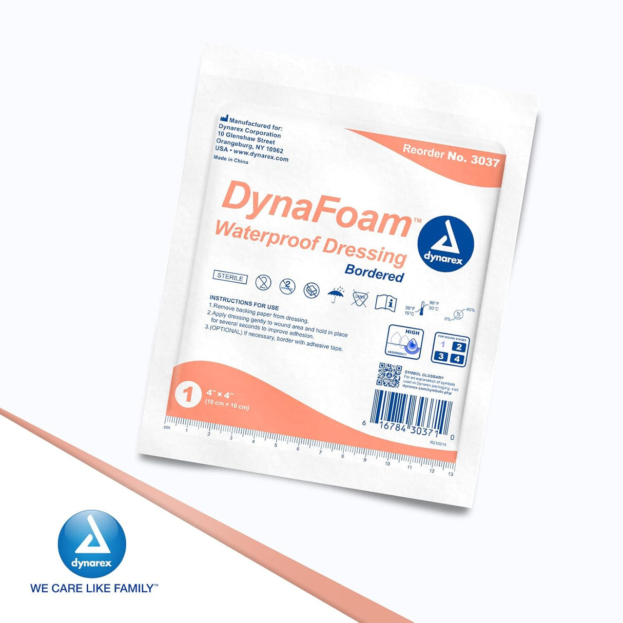 Dynarex DynaFoam - Waterproof Bordered Foam  10ea/bx, 12bxs/cs (1200 Count)