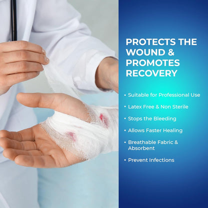 MedPride Conforming Stretch Gauze Bandage Roll -  Non-Sterile - 12 Rolls, Case of 8 (96 Count)