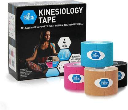 MedPride Kinesiology Tape - Mixed Colors - 2" x 5m - 4 Rolls/Box, Case of 30 (120 Count)