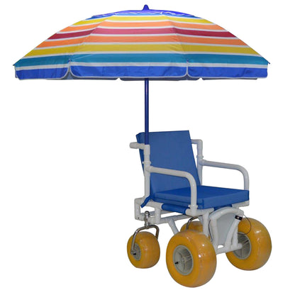MJM International 722-ATC-YEL All Terrain Beach Wheelchair Heavy Duty Wheels Non-Corrosive Plastic Bearings, 2 Swivel And 2 Rigid Wheels, Padded Cushion Seat, User-Friendly Folding Footrest.