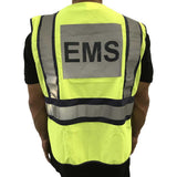 LINE2design EMS Safety Vest ANSI Polyester Fabric Yellow with Reflective Trim, Outlined in Navy