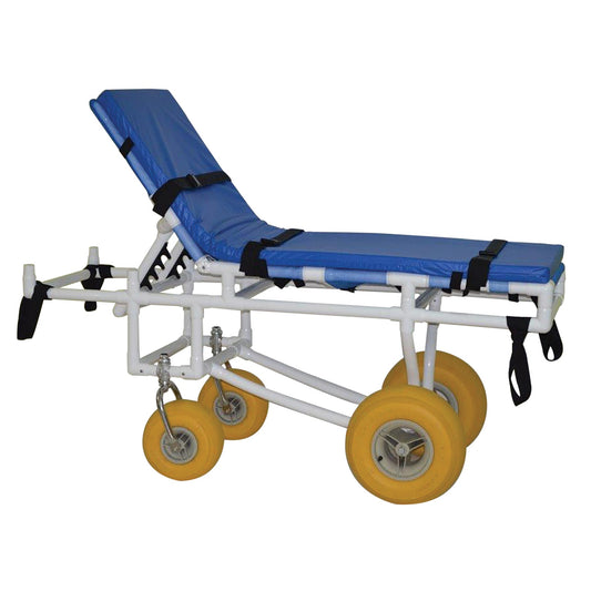 MJM International 780-ATS-YEL All terrain Stretcher, 2 swivel / 2 rigid wheels, 300 lb weight capacity