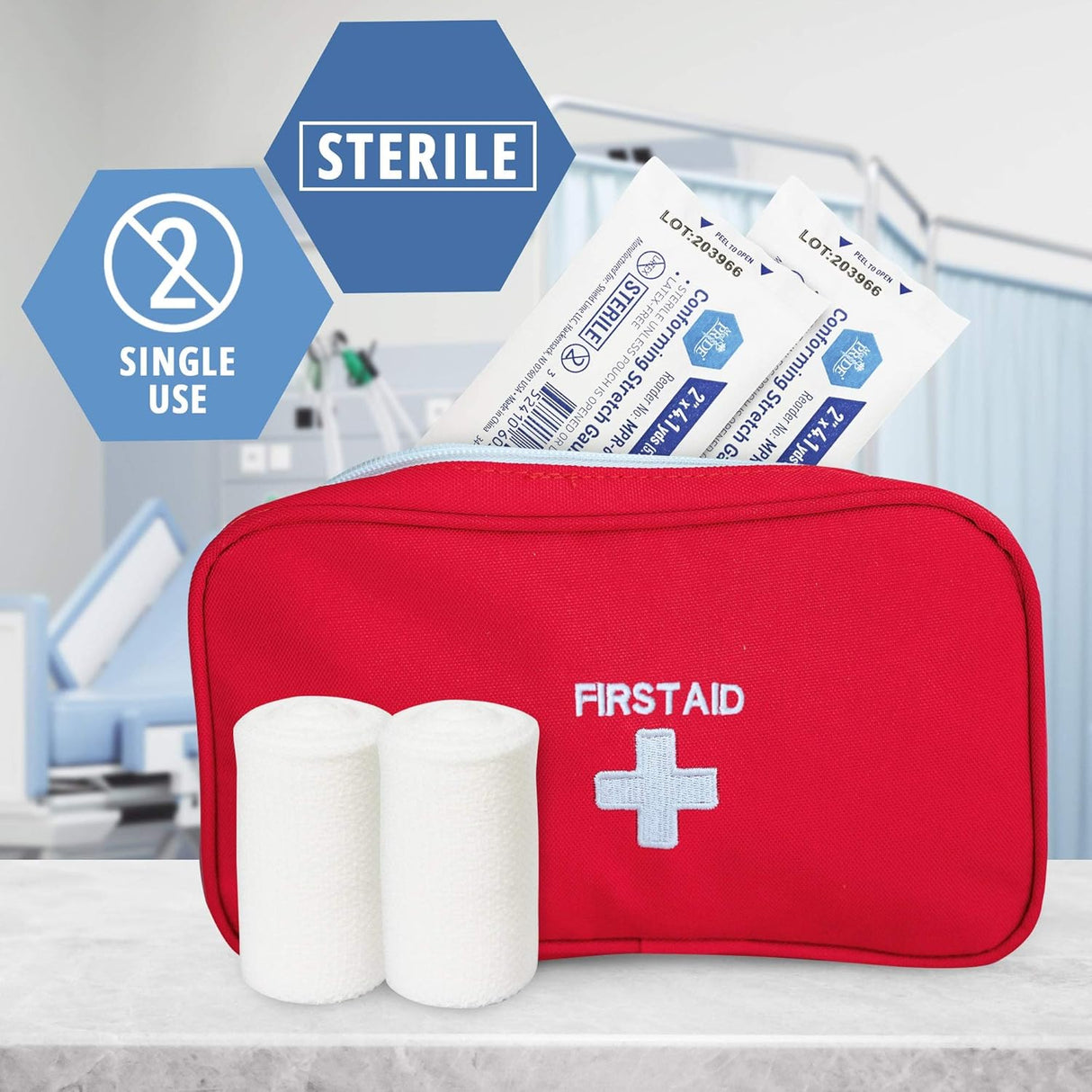 MedPride Conforming Stretch Gauze Bandage Roll, Sterile - 12 Rolls/Box, Case of 8 (96 Count)