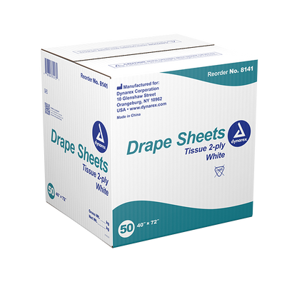 Dynarex Drape Sheets, 40" x 72" - White (50 Count)
