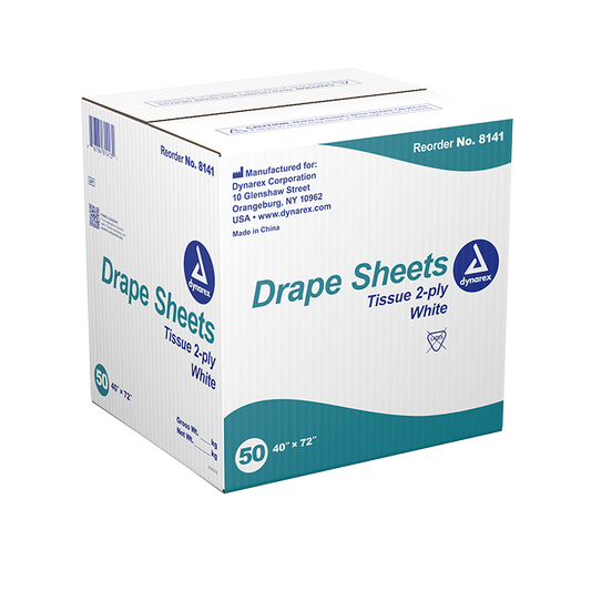 Dynarex Drape Sheets, 40" x 72" - White (50 Count)