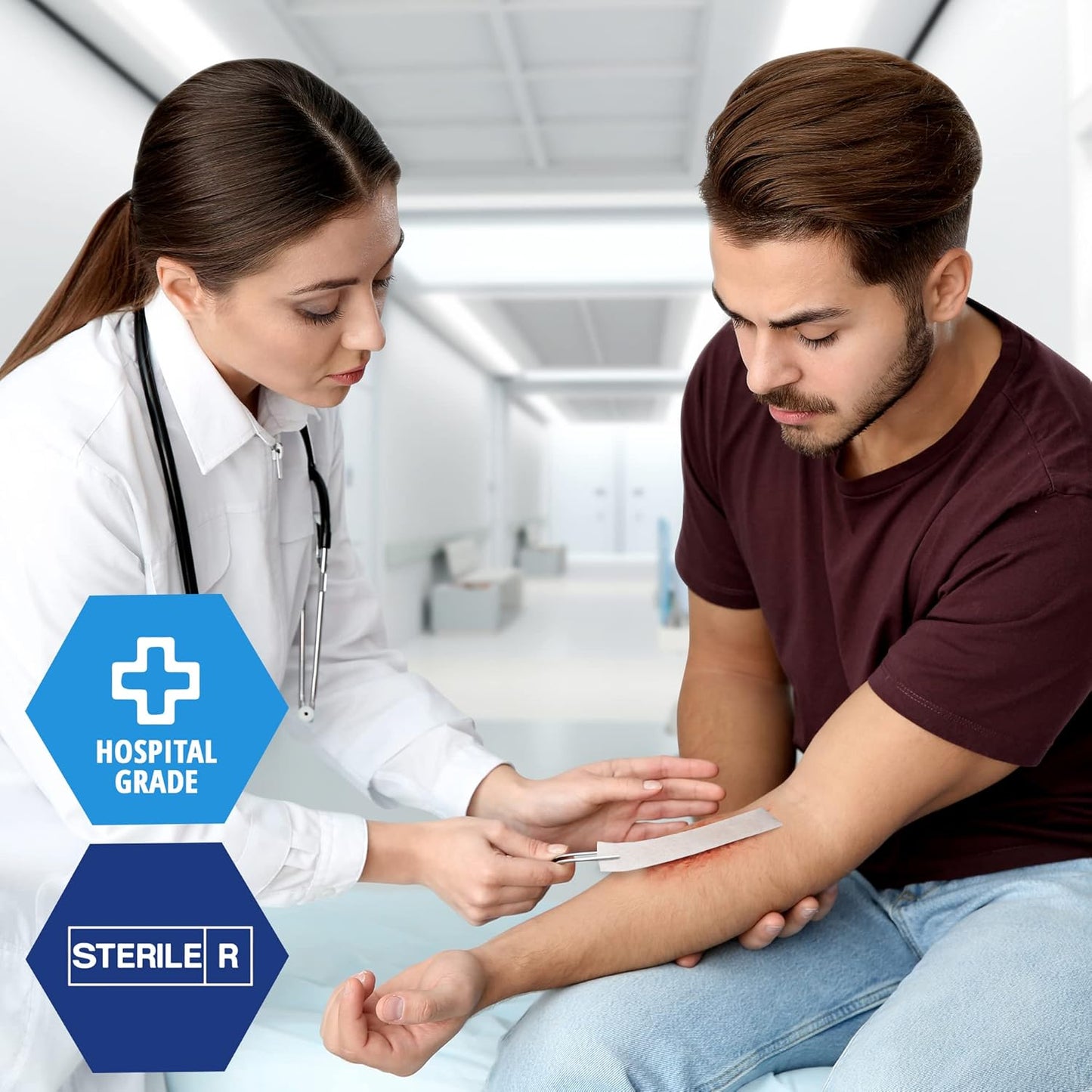 MedPride Calcium Alginate Rope Dressing, Sterile Hydrophilic Wound Dressing Rope for Open Wounds, Burns, Ulcers & Minor Traumas, 3/4"x12" - 5/Pack, Case of 12 (60 Count)