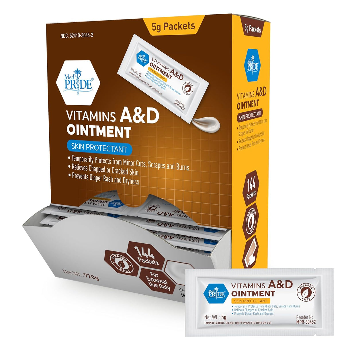 MedPride Vitamins A & D Ointment - 5g Packets - 144 packets/box, Case of 6 (864Count)