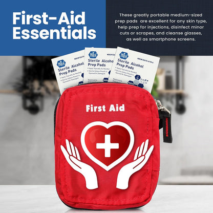 MedPride Sterile Alcohol Prep Pads - Large  - 100 pads, Case of 10 ( 1000 count)