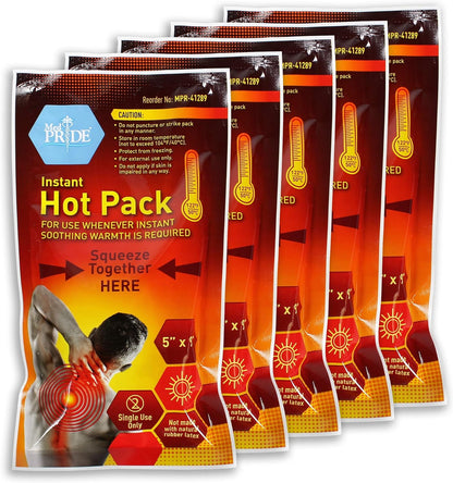 MedPride Instant Hot Packs Disposable Warm Compress Heating Pads - 5" x 9" - 24/cs.