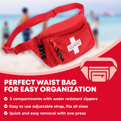 Fully Stocked First Aid Fanny Pack Kit with CPR Masks - 72 Piece Set