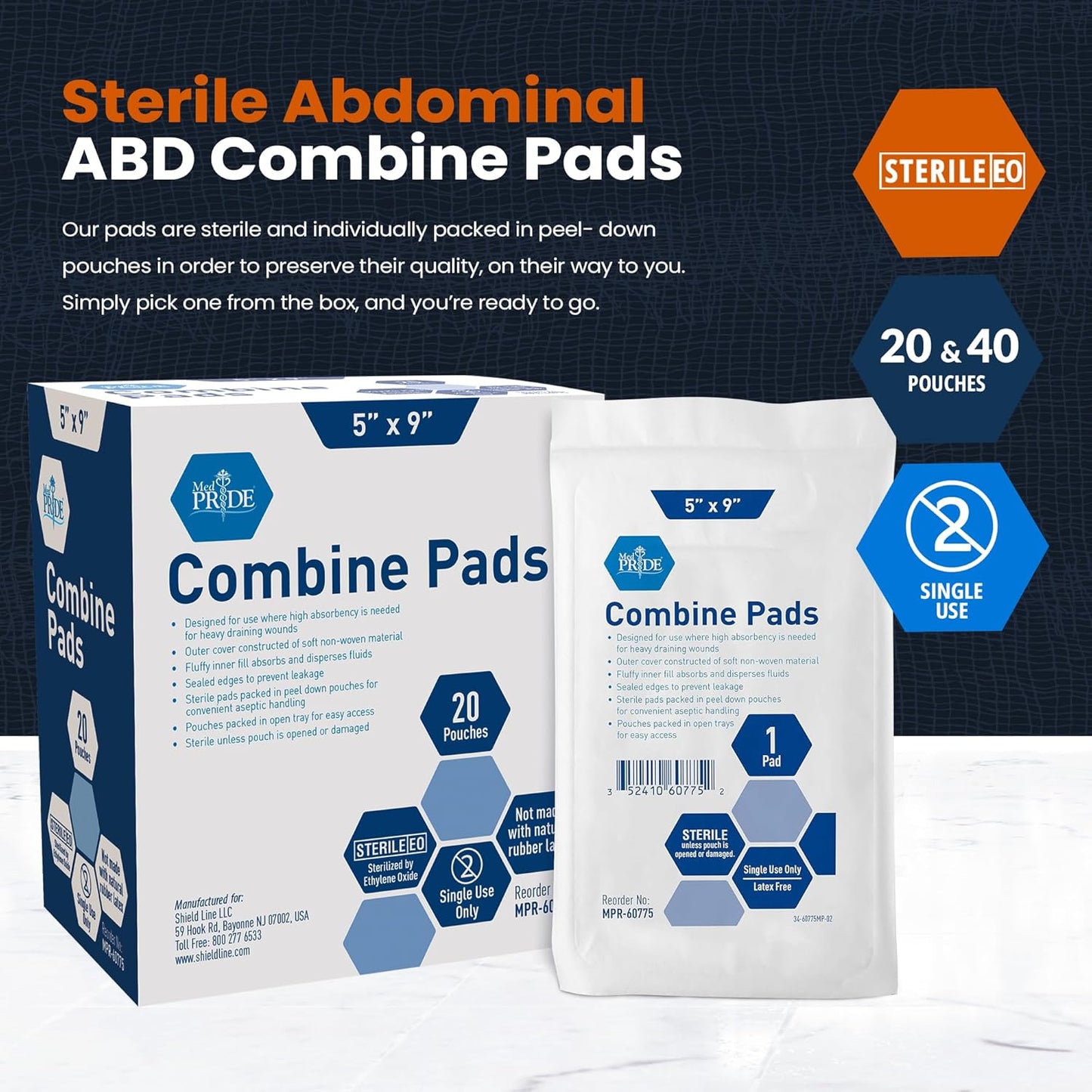 MedPride Sterile Abdominal - ABD Combine Pads | For Heavy Draining Wounds