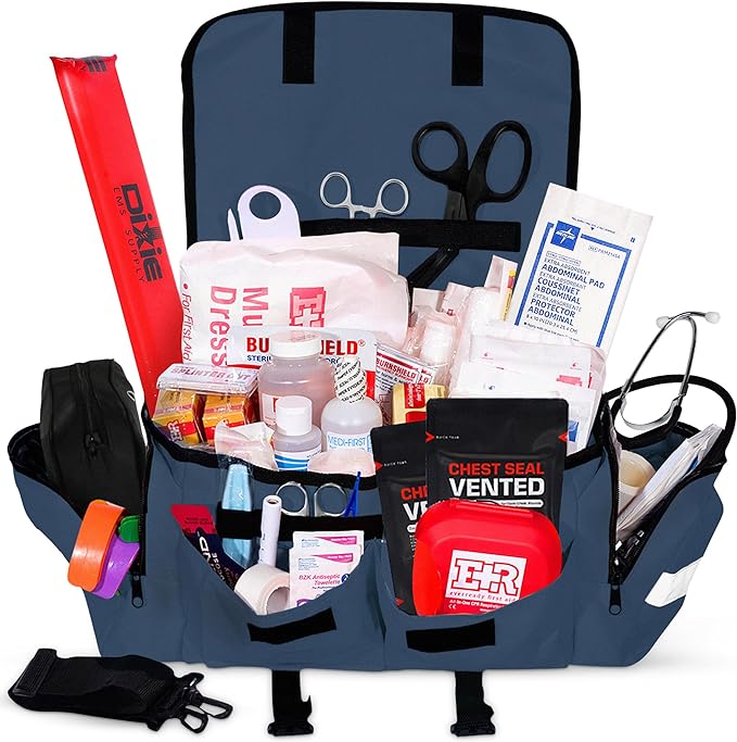 Deluxe EMT Trauma Kit - Fully Stocked First Responder Bag