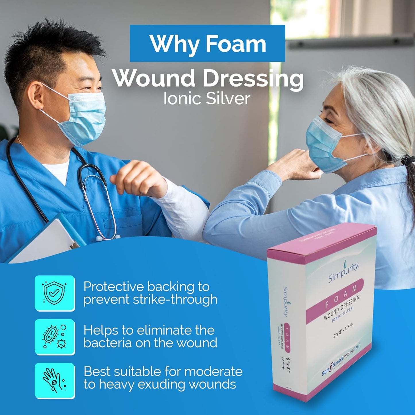 Safe N Simple Simpurity Foam Wound Dressing Ionic Silver (192 Count)