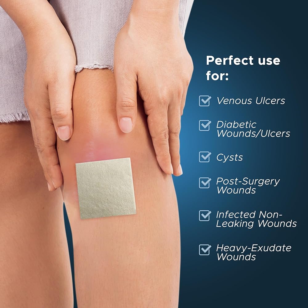 MedPride Silver Calcium Alginate Dressing, 2"x2" - 10/Box, Case of 10 (100 Count)