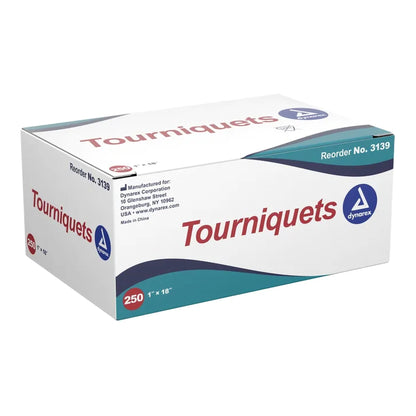 Dynarex Tourniquets - Latex Free, 1" x 18", Blue, 250ea/bx, 10bxs/cs (2500 Count)
