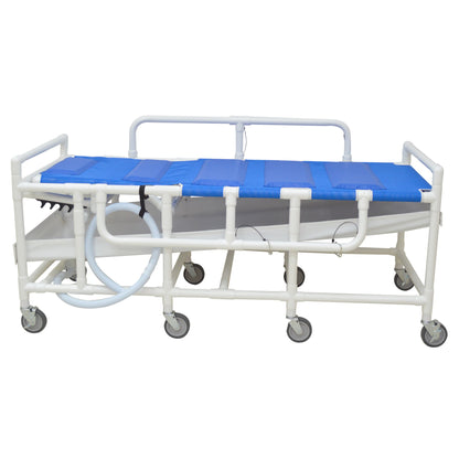 MJM International 910-B Bariatric shower gurney with three position elevating headrest, close cell water proof foam pad, drain pan & drain hose, 600 lbs weight capacity