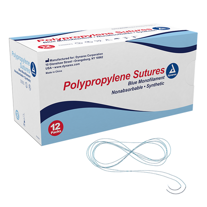 Dynarex Polypropylene Sutures-Non Absorbable - Synthetic (12 Count)