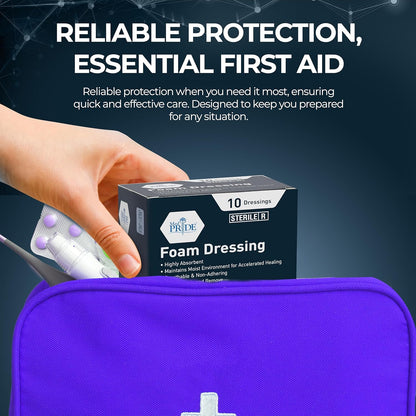 Medpride Foam Dressings -10 Pack, 4''X4.25'' - Sterile, Hydrophilic, Highly Absorbent- Soft, Non-Adhesive Pads, 10/Pack, Case of 20 (200 Count)