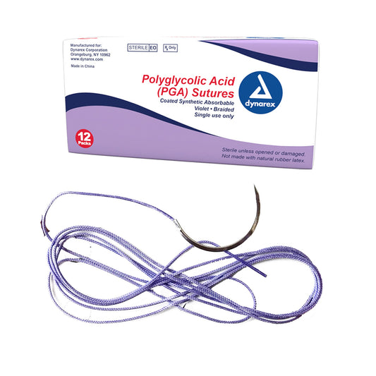 Dynarex Braided (PGA) Sutures - Absorbable - Synthetic (12 Count)