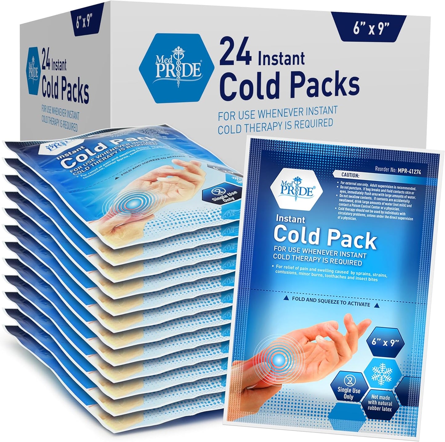 MedPride Instant Cold Pack for Injuries & Pain Relief - 6"x9" - 24/cs.