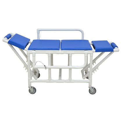 MJM International 920-FD-PAD Shower gurney with fold down head and foot section with closed cell water proof foam pad