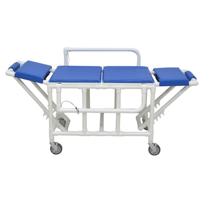 MJM International 920-FD-PAD Shower gurney with fold down head and foot section with closed cell water proof foam pad