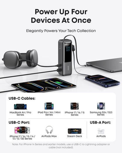 Anker Laptop Power Bank (25K, 165W, Built-In and Retractable Cables)