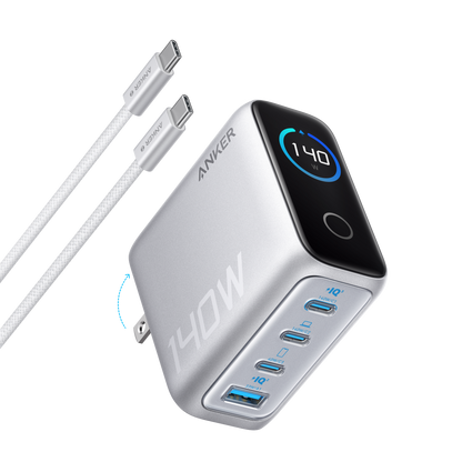 Anker Charger (140W, 4-Port, PD 3.1) with USB-C Cable