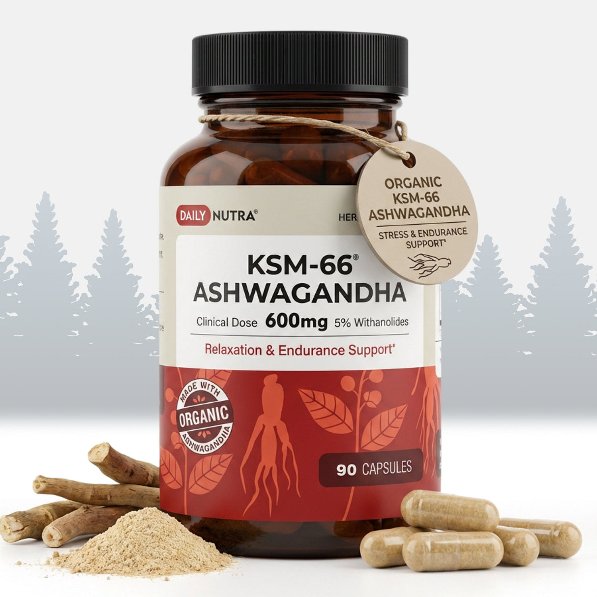 Daily Nutra KSM-66 Ashwagandha 600mg Capsules – Stress Relief & Relaxation