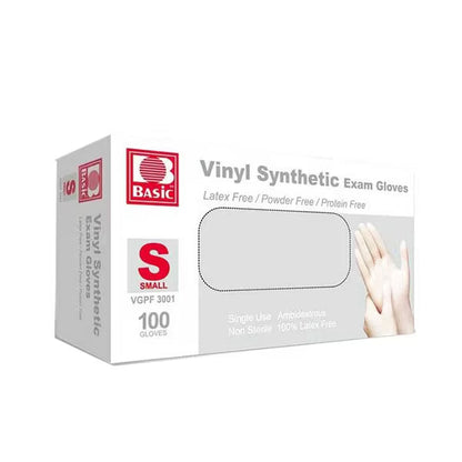 Basic Medical Disposable Vinyl Gloves Powder Free, Latex Free Clear 1000 count