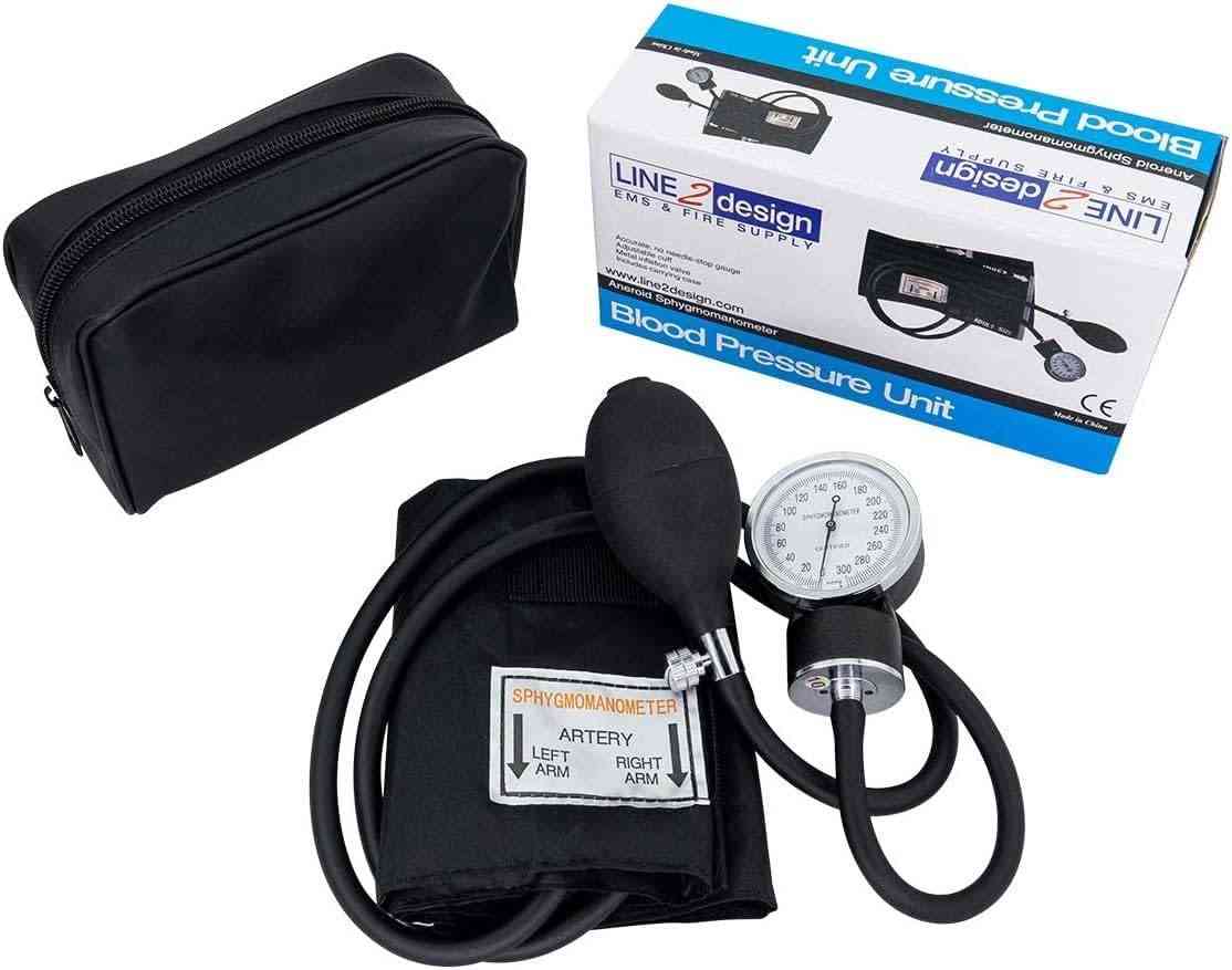 LINE2design Blood Pressure Cuff - Deluxe Aneroid Sphygmomanometer with Cuff and Carrying Case Trauma Kits Adult-Black