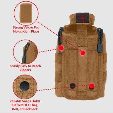 Premium Tactical IFAK Kit w Rip-Away Velcro, SOF Tourniquet & CELOX