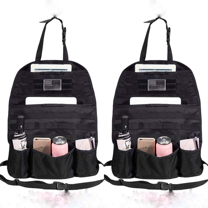 (PAIR) Car Seat Back Gear Organizer with FREE US Flag Patch included