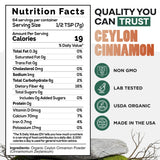 Ceylon Cinnamon Powder Organic, 64 servings - USDA Organic Cinnamon from Sri Lanka