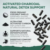 Activated Charcoal Capsules, 60 servings - Made from 100% Organic Coconuts